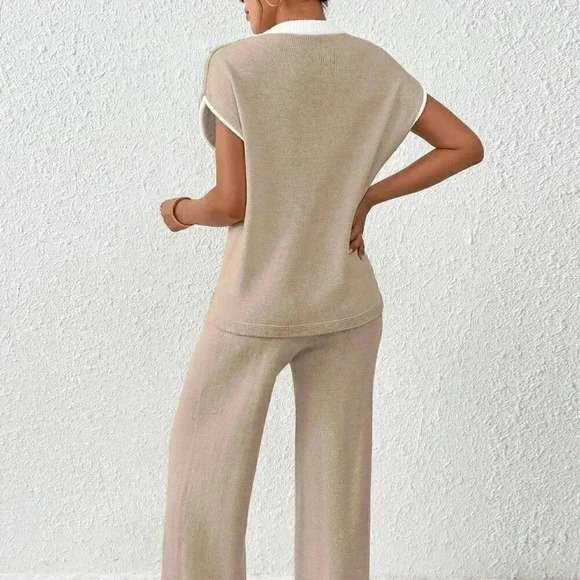 Camel Casual Women's Contrasting Color Drawstring Knitted Set - Picture 2 of 7